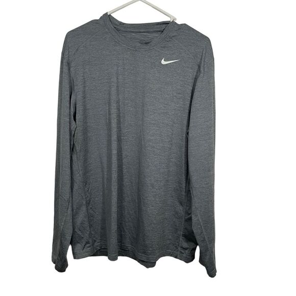 Nike Dri-Fit Grey Long Sleeve Athletic T-Shirt - Picture 1 of 4